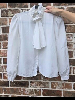 Vintage 70's Sheer Ruffle Blouse White Romantic Cottagecore Prairie Size l